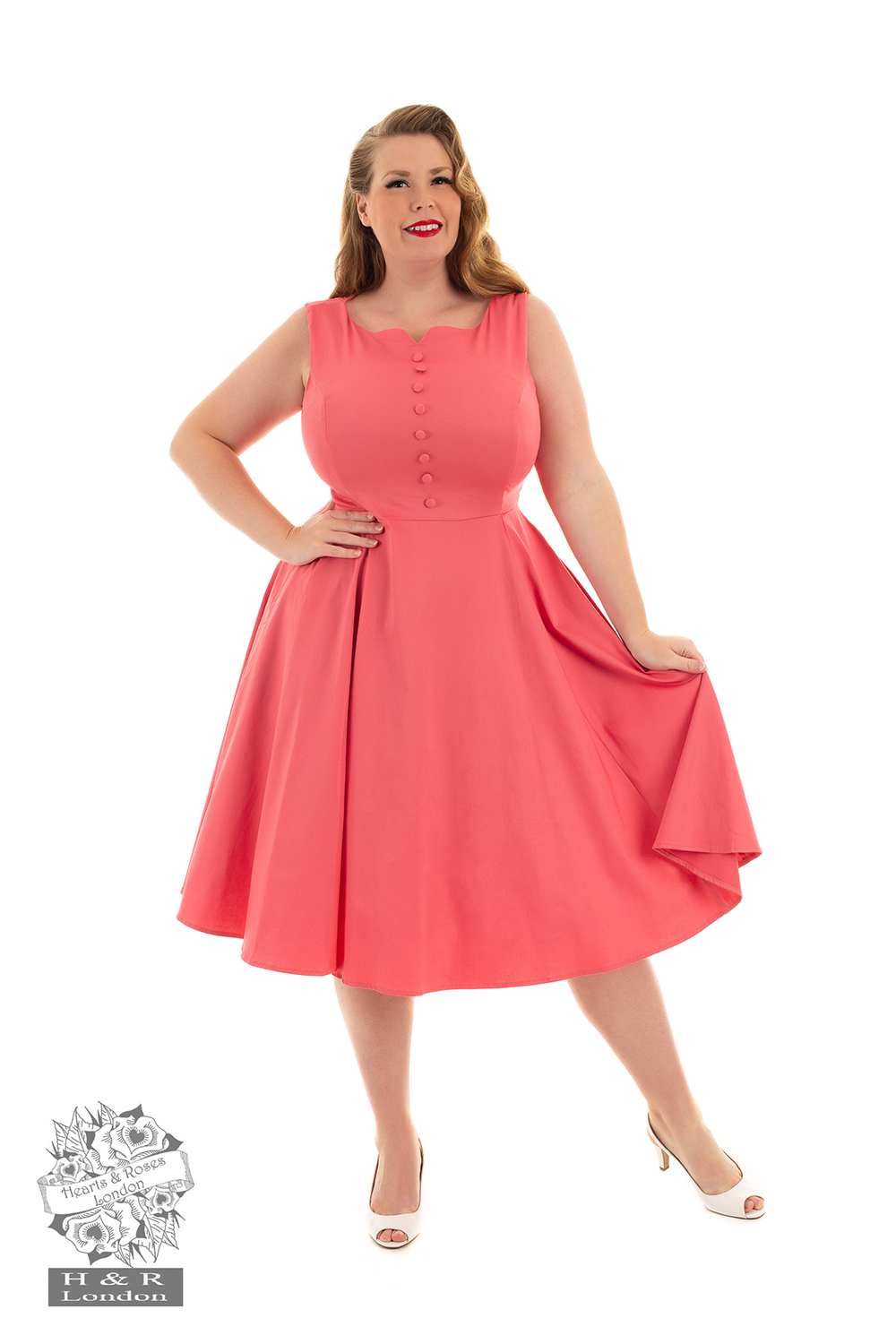 Pink Donna Swing Dress In Plus Size